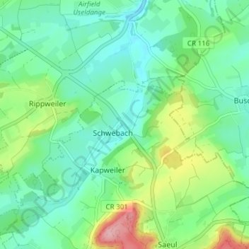 Topografische Karte Schwebach-Pont, Höhe, Relief