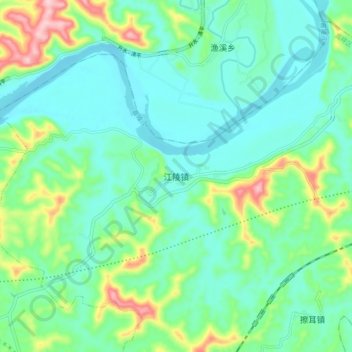 Topografische Karte 江陵镇, Höhe, Relief