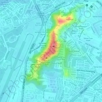 Topografische Karte Kopungit, Höhe, Relief