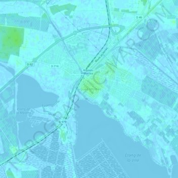 Topografische Karte Aigues-Mortes, Höhe, Relief