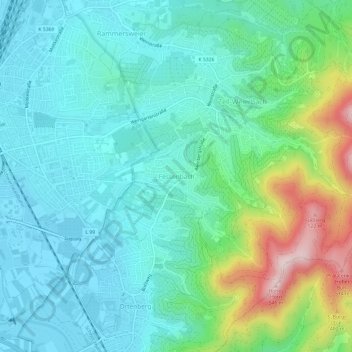 Topografische Karte Fessenbach, Höhe, Relief