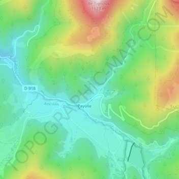 Topografische Karte Espiadet, Höhe, Relief