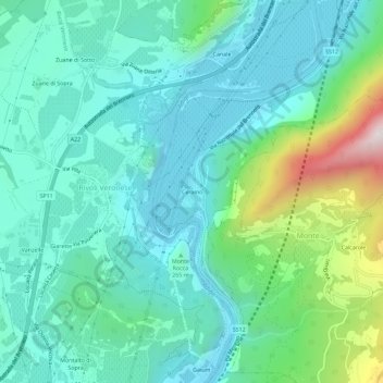 Topografische Karte Ceraino, Höhe, Relief