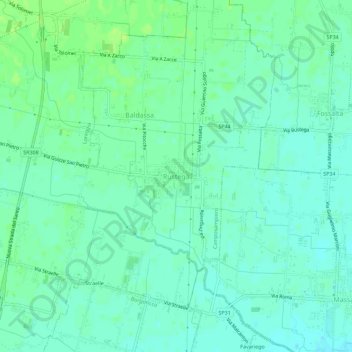 Topografische Karte Rustega, Höhe, Relief