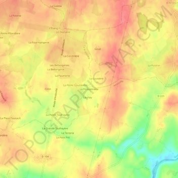 Topografische Karte La Poissonnerie, Höhe, Relief