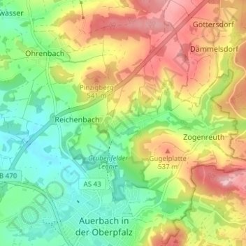 Topografische Karte Degelsdorf, Höhe, Relief