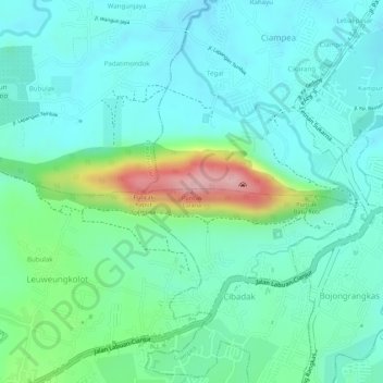 Topografische Karte Puncak Lalana, Höhe, Relief