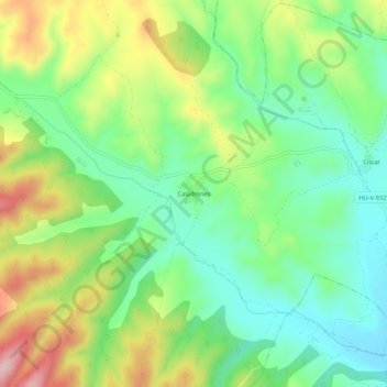 Topografische Karte Caladrones, Höhe, Relief