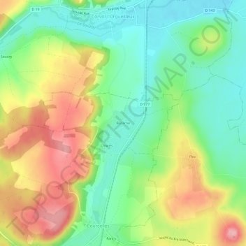 Topografische Karte Bazarne, Höhe, Relief