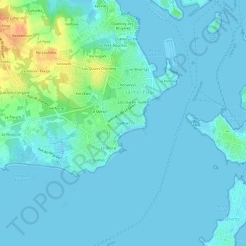 Topografische Karte Toulhars, Höhe, Relief