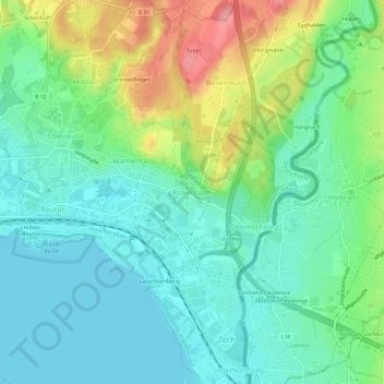 Topografische Karte Rickenbach, Höhe, Relief
