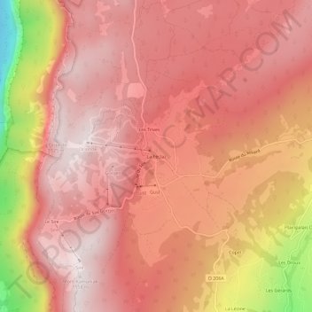 Topografische Karte La Féclaz, Höhe, Relief