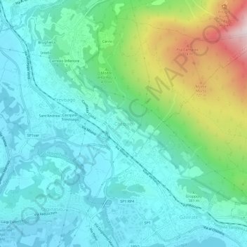 Topografische Karte Cocquio, Höhe, Relief
