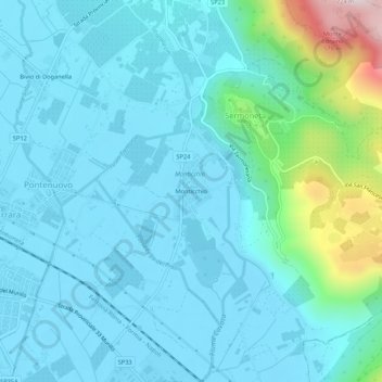 Topografische Karte Monticchio, Höhe, Relief