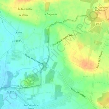 Topografische Karte Le Bas Pouillé, Höhe, Relief