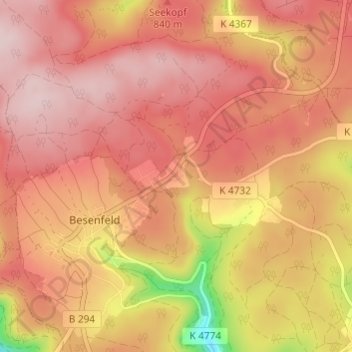 Topografische Karte Urnagold, Höhe, Relief