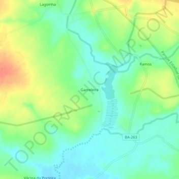 Topografische Karte Gameleira, Höhe, Relief