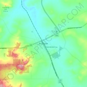 Topografische Karte Brookton, Höhe, Relief