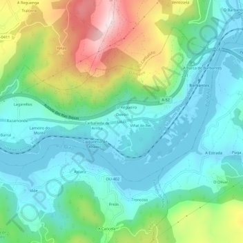 Topografische Karte Laias, Höhe, Relief