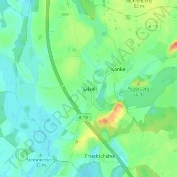 Topografische Karte Sabel, Höhe, Relief