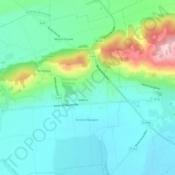 Topografische Karte Grand Balbins, Höhe, Relief