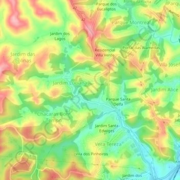 Topografische Karte Sitio Borda da Mata, Höhe, Relief