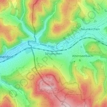 Topografische Karte Struthütten, Höhe, Relief