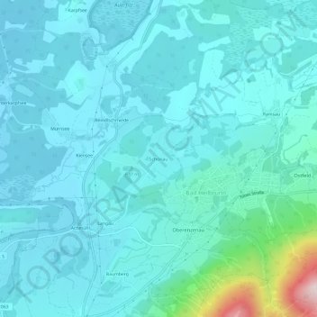 Topografische Karte Schönau, Höhe, Relief