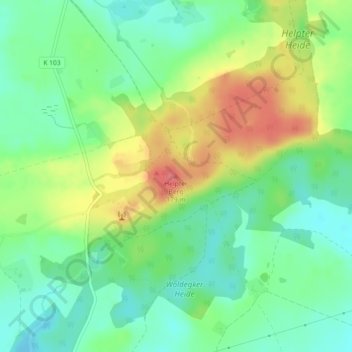 Topografische Karte Helpter Berg, Höhe, Relief