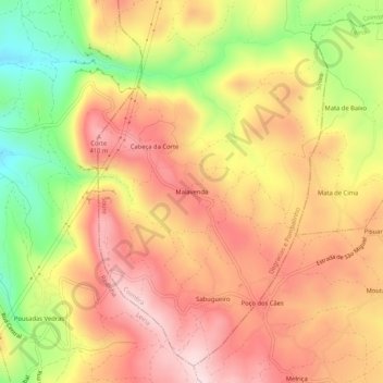 Topografische Karte Malavenda, Höhe, Relief