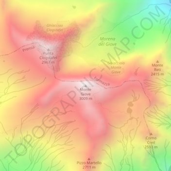 Topografische Karte Monte Giove, Höhe, Relief
