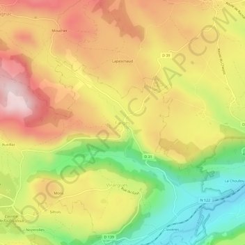 Topografische Karte Farges, Höhe, Relief