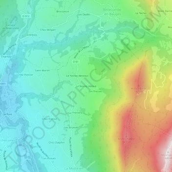 Topografische Karte Le Noiray dessus, Höhe, Relief
