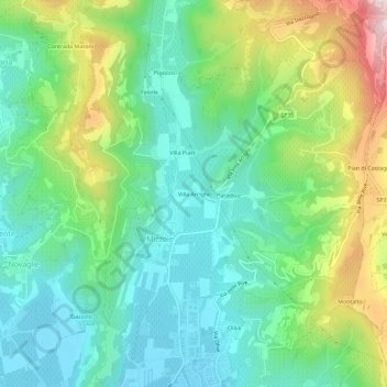 Topografische Karte Villa Arrighi, Höhe, Relief