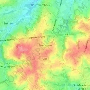 Topografische Karte Eizeringen, Höhe, Relief