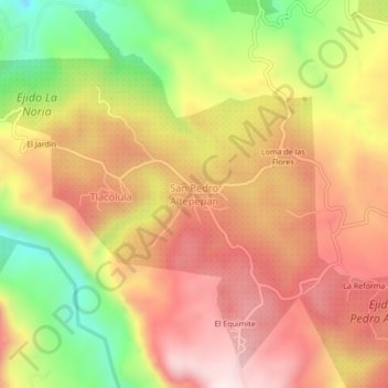 Topografische Karte San Pedro Altepepan, Höhe, Relief