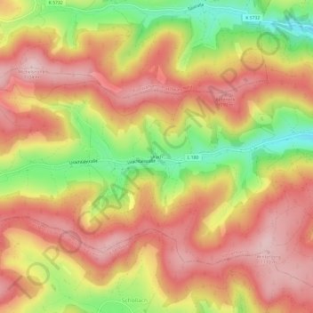 Topografische Karte Urach, Höhe, Relief