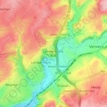 Topografische Karte Lambermont-Bas, Höhe, Relief