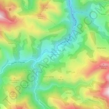 Topografische Karte Olhaberri, Höhe, Relief