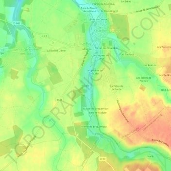 Topografische Karte Rivière, Höhe, Relief