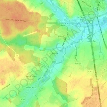 Topografische Karte Le Faugouret, Höhe, Relief