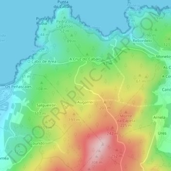 Topografische Karte Monte de San Pedro, Höhe, Relief