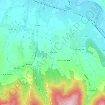 Topografische Karte Les Bruzes, Höhe, Relief