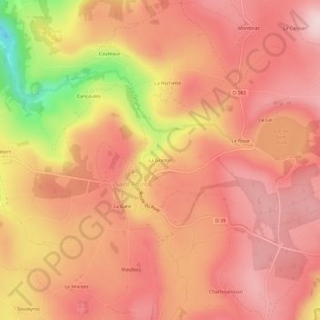 Topografische Karte La Grange, Höhe, Relief
