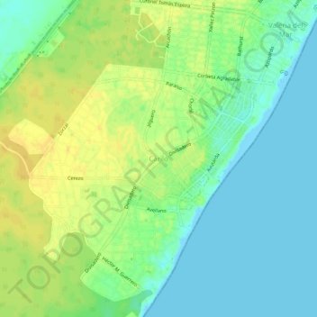 Topografische Karte Cariló, Höhe, Relief