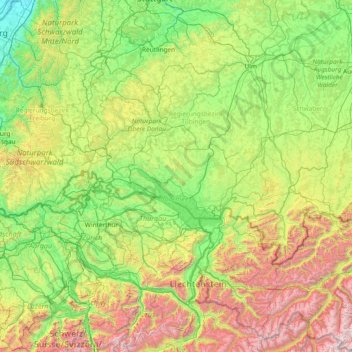 Topografische Karte Linzgau, Höhe, Relief