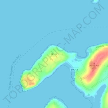 Topografische Karte Hoxa, Höhe, Relief
