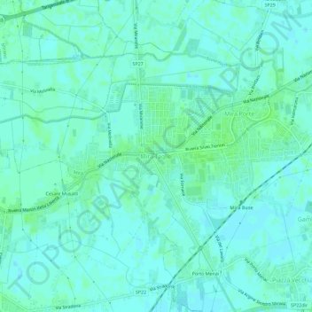 Topografische Karte Mira Taglio, Höhe, Relief