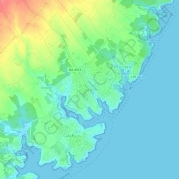 Topografische Karte Cala d'Or, Höhe, Relief