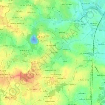 Topografische Karte La Conardière, Höhe, Relief